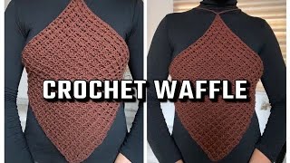 how to crochet WAFFLE Halter Diamond TOP [upl. by Ardnait]