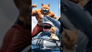 Dad cat save his son from big shark🙀shorts viralvideo trending cat cartoon entertainment fyp [upl. by Reginauld737]