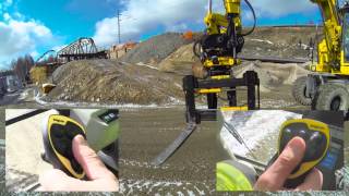 Komatsu PW148 amp engcon 219 tiltrotator [upl. by Aleinad]