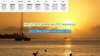 Kokomo by The Beach Boys play along with scrolling guitar chords and lyrics [upl. by Ahsiek154]