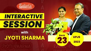 INTERACTIVE SESSION JYOTI SHARMA  RANK 23 UPJS 2023 [upl. by Yelserp]