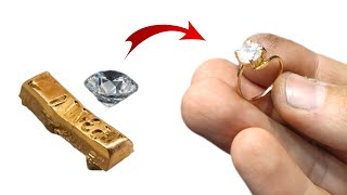 How to Make a Wedding Ring  Handmade Gold Engagement Ring with a Single Gemstone  Handmade Gold [upl. by Guibert]