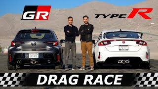 2023 Honda Civic Type R vs Toyota GR Corolla  DRAG amp ROLL RACE [upl. by Faber235]