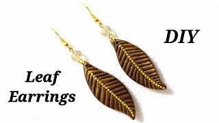 Polymer Clay Tutorials  5 Minute DIY Jewelry  Quick amp Easy To Make Polymer Clay Leaf Earrings [upl. by Ayatnohs150]