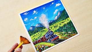 train landscape painting acrylic painting [upl. by Harbour]