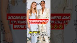 Victoria Beckhams daughter Harper joins her fashion designer mum on stage at Harpers Bazaar Award [upl. by Yddet168]