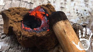 Primitive fire Handrill into Chaga the no notch ember [upl. by Franzen]