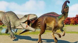 GIGANOTOSAURUS PACK HUNTING PARASAUROLOPHUS HERD  Jurassic World Evolution 2 [upl. by Cormack96]