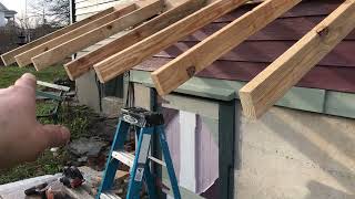 Cellar Door Portico Roof Rafters Attached  Zehr Estate Mansion [upl. by Yltnerb]