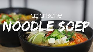 AZIATISCHE NOODLE SOEP  TOFU  CHAMPIGNONS  Lets Vegan [upl. by Noreik]