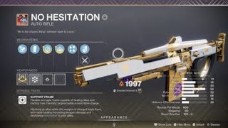 Destiny 2 Crafting Personal God Roll No Hesitation [upl. by Armilla]