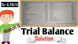 Trial Balance SolutionFor class 8 9 amp 10 [upl. by Sicular]