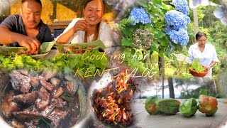 Cooking Pork and organic veggies from my kitchen garden for kents350 pure Naga style [upl. by Nuahsad]