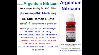 Learn Argentum Nitricum from Keynotes by Dr HC Allen Homeopathic Medicine  Dr Sita Raman Gupta [upl. by Daniell994]