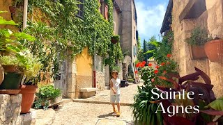 Walking in Sainte Agnès Beautiful French Village South of France French Riviera [upl. by Irabaj]