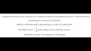 Physics Help A simple electrical circuit consists of a resistor R and an electromotive force V is [upl. by Monarski]