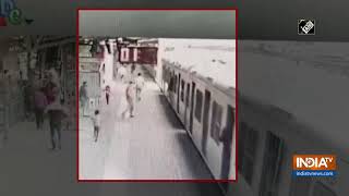 Watch Passenger falls while boarding train in Mumbai [upl. by Nitnerb986]