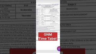 GNM Time Tabel Out gnm nursing nursingofficer nursingstudent timetable exam [upl. by Anelagna346]