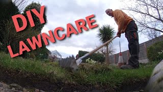 Lawn scarificationdethatching and aeration using manual tools garden yard [upl. by Shaefer]