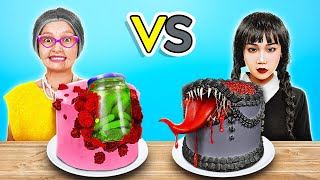 NEW 123 GO Granny vs Wednesday Cake Decorating Challenge Awesome Spooky Food [upl. by Schiro]