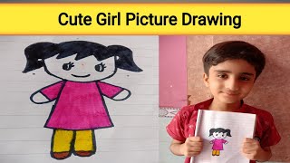 Cute Girl Picture Drawing  How to Draw a cute Girl Picture easy step by step  Cute Girl Drawing [upl. by Mirabel252]