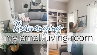 REARRANGING MY SMALL LIVING ROOM  SMALL LIVING ROOM LAYOUT IDEAS [upl. by Aretak]