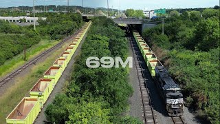 NS 69M on the Morrisville Line with empty Amtrak Ballast cars [upl. by Quill]