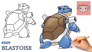 How To Draw Blastoise  Pokemon 009  Easy Step By Step Drawing Tutorial [upl. by Atsirc]