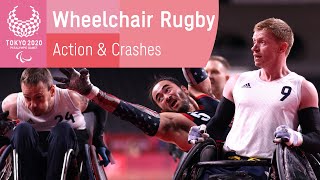 🧑‍🦽All the Action and Crashes of Wheelchair Rugby 🏐  Paralympic Games [upl. by Aihsenot]