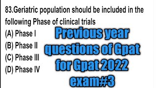 previous year questions of Gpat for Gpat 2022 exam preparationpart 3 [upl. by Eeldarb283]