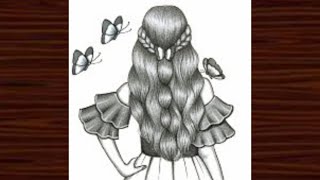 pencil sketch drawing girl with butterfly mzs597 [upl. by Lleznol722]