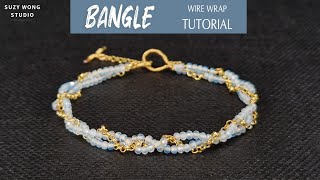 Chain Aquamarine Wire Wrap Bracelet Tutorial Easy Bracelet  DIY Bracelet  DIY JewelryHow to make [upl. by Stickney]