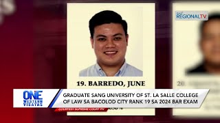 One Western Visayas Graduate sang USLS College of Law sa Bacolod City rank 19 sa 2024 Bar Exam [upl. by Derej944]