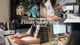 Cramming 24 Hours before exam ⏰ waking up at 4am productive finals study vlog lots of studying [upl. by Dlopoel618]