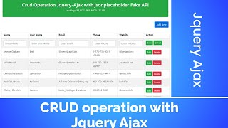 Crud Operation with inline Editing jQuery Ajax  jQuery tutorial  jQuery tutorial for beginners [upl. by Wojak]