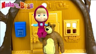 UNBOXING MASHA AND THE BEAR  BEARS HOUSE A PORTABLE PLAYSET amp STORY WITH MASHA SCARED OF LIGHTNING [upl. by Areemas997]