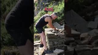 Building a cabin on a cliff face survival shelterbuilding climbing outdoors bushcraft [upl. by Kutchins]