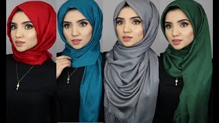 4 Simple Hijab Styles Using Pashmina Scarves [upl. by Guenzi846]