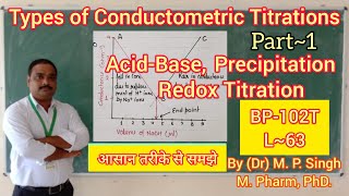 Types of Conductometric Titrations  Part1  Pharmaceutical Analysis  BP102T  L63 [upl. by Sola]