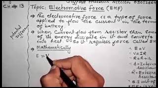 Define Electromotive force Physics chapter 13 class 12 [upl. by Llenrub]