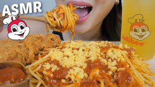 JOLLIBEE ASMR Spaghetti with Chicken Joy with Extra Sauce Relaxing Eating Sounds  NE Lets Eat [upl. by Ailasor]