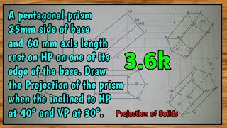 Pentagonal PrismProjection of Solids Pentagonal prism  Rn Learning [upl. by Adine]