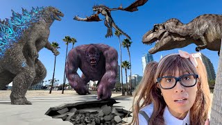 Godzilla vs Kong vs TRex vs Dragon Ultimate Monster Battle Stories for Kids [upl. by Earvin]