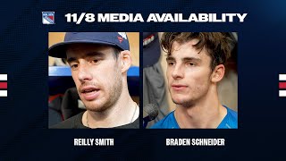 NYR Practice Reilly Smith and Braden Schneider Media Availability  Nov 8 2024 [upl. by Hymen]