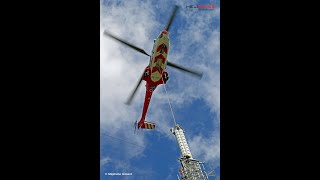 Héliportage avec hélicoptère Super Puma dune antenne sur un pylône 195 m en Normandie France [upl. by Vivi]