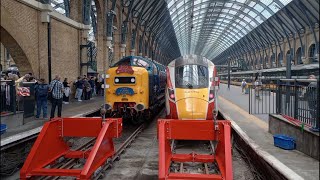 Luxury Deltic Flying Scotsman railtour arrives at London Kings Cross [upl. by Llebana]