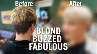 MODEL GOES PLATINUM BLOND AND SUPER SHORT WITH CLIPPERS  HOW TO CUT HAIR TUTORIAL ASMR [upl. by Ayouqat98]