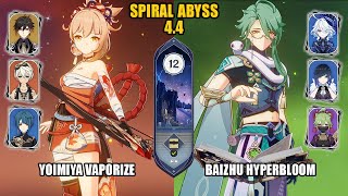 F2P Yoimiya Vaporize amp Baizhu Furina Hyperbloom  Spiral Abyss 44  Floor 12  Genshin Impact [upl. by Inava915]