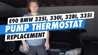 DIY BMW E90 Water Pump Thermostat replacement 325i 330i 328i 335i [upl. by Schaumberger]