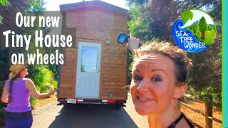 Wooden TINY HOUSE on Wheels Arrives  Wonders of Tiny House Delivery Day [upl. by Laina]